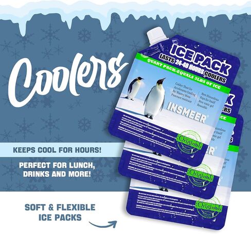 INSMEER Reusable Ice Packs for Lunch Bags - Long Lasting/Lightweight/Slim/Soft Gel Ice Packs for Small Cooler Camping, Picnic, Grocery Shopping, Travel (5 Pack) in Kuwait