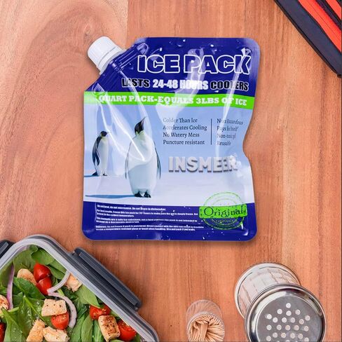 INSMEER Reusable Ice Packs for Lunch Bags - Long Lasting/Lightweight/Slim/Soft Gel Ice Packs for Small Cooler Camping, Picnic, Grocery Shopping, Travel (5 Pack) in Kuwait