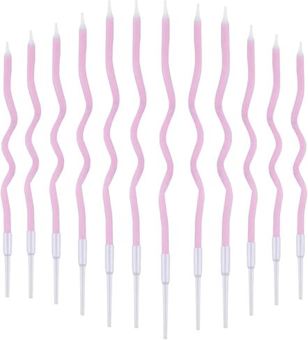 Cwise 24 Count Twisty Birthday Candles Spiral Birthday Cake Candles with Holders Light Blue Colors Cake Candle for Birthday, Party and Cake Decoration (Blue) in Saudi Arabia