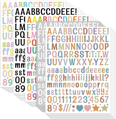 4680 Letter Stickers 30 Sheets Alphabet Stickers 0.5in Vinyl Self-Adhesive Number Alphabet Stickers, Mailbox Numbers Labels DIY Crafts Art Making, Decals for Sign,Notebook (A4,Multiple Colors) in Saudi Arabia
