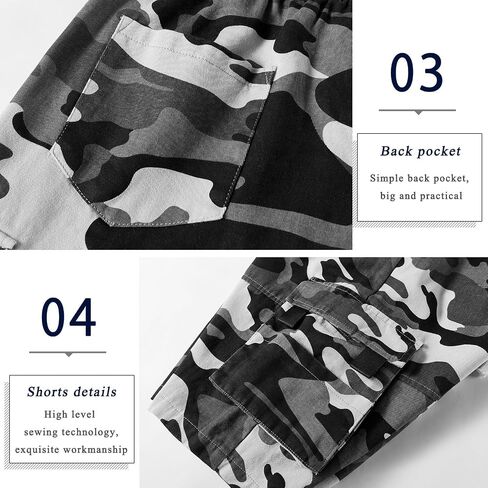 APTRO Men's Elastic Waistband Cotton Cargo Shorts Relaxed Fit Summer Casual Shorts A901 Gray Camo 2X in Saudi Arabia