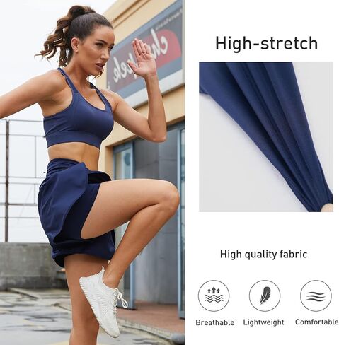 شورت الجري Acrweg للنساء 2 في 1 شورت رياضي مع جيوب لممارسة التمارين الرياضية in Kuwait