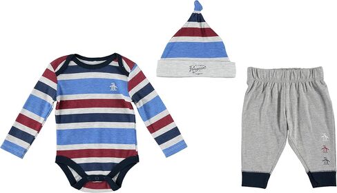 Happy Threads baby-boys Creeper Bodysuit and Jogger Pants With Cap 3 Pack Gift SetOne Piece Bodysuit and Pants Set in Saudi Arabia