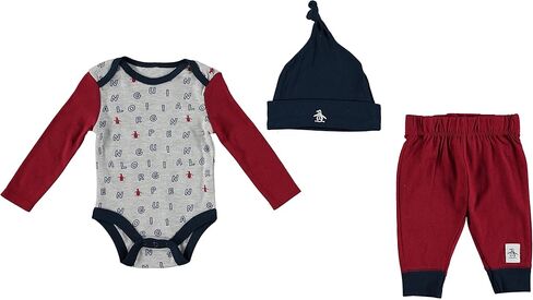 بدلة قطعة واحدة للأطفال من Happy Threads وسروال الركض مع قبعة مكونة من 3 قطع طقم هدايا مكون من قطعة واحدة وسروال in Kuwait