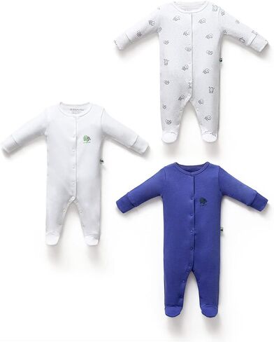 KiddyTurtles Baby Essential 100% Organic Cotton 3Pcs Newborn 0-3 Months Romper Set, Baby Layette Set in Saudi Arabia