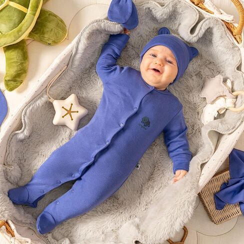 KiddyTurtles Baby Essential 100% Organic Cotton 3Pcs Newborn 0-3 Months Romper Set, Baby Layette Set in Saudi Arabia