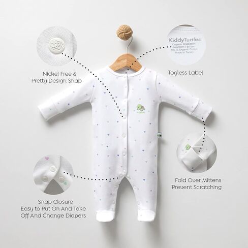 KiddyTurtles Baby Essential 100% Organic Cotton 3Pcs Newborn 0-3 Months Romper Set, Baby Layette Set in Saudi Arabia