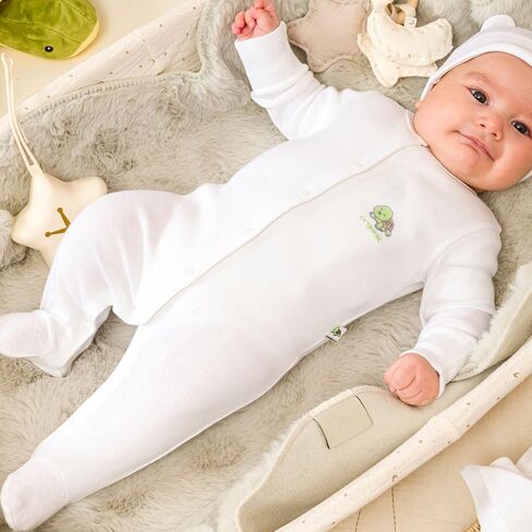 KiddyTurtles Baby Essential 100% Organic Cotton 3Pcs Newborn 0-3 Months Romper Set, Baby Layette Set in Saudi Arabia