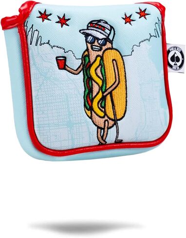 غطاء Pins & Aces Chicago Dog Putter - جلد فاخر مصنوع يدويًا، غطاء رأس عالي الجودة - غطاء نادي جولف على طراز شيكاغو، جودة جولة - تصميم وتخصيص حقيبة الجولف الخاصة بك in Saudi Arabia