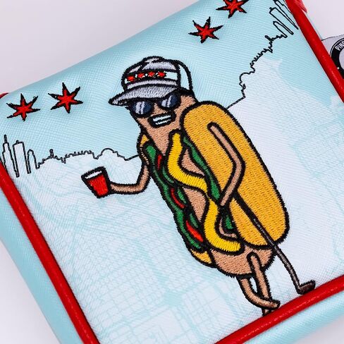 غطاء Pins & Aces Chicago Dog Putter - جلد فاخر مصنوع يدويًا، غطاء رأس عالي الجودة - غطاء نادي جولف على طراز شيكاغو، جودة جولة - تصميم وتخصيص حقيبة الجولف الخاصة بك in Saudi Arabia
