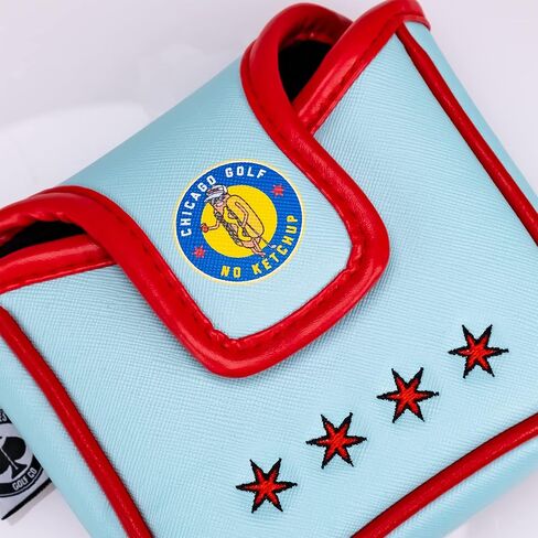 غطاء Pins & Aces Chicago Dog Putter - جلد فاخر مصنوع يدويًا، غطاء رأس عالي الجودة - غطاء نادي جولف على طراز شيكاغو، جودة جولة - تصميم وتخصيص حقيبة الجولف الخاصة بك in Saudi Arabia