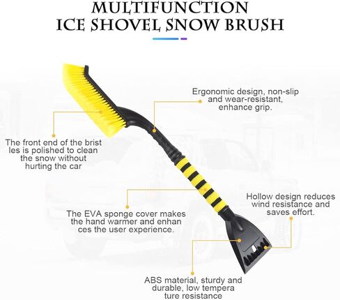 فرشاة ثلج Fekey&JF مقاس 25 بوصة مع مكشطة ثلج للسيارة، منظف ثلج مكشطة قابل للفصل للزجاج الأمامي للسيارة مع قبضة إسفنجية، لا توجد خدوش للسيارة، أداة إزالة الثلج والجليد للسيارات وسيارات الدفع الرباعي والشاحنات in Kuwait