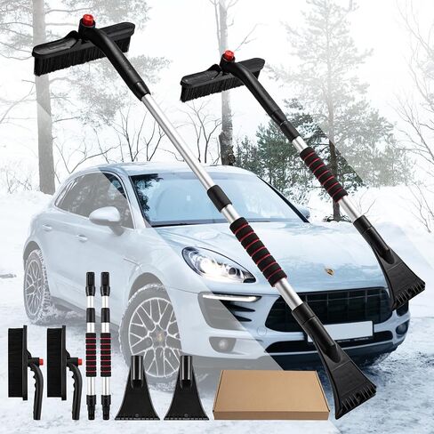 CHANGE MOORE 3-in-1 Ice Scraper and Brush for Car 2Pcs, 24-36.7'' Snow Scraper with Brush Extendable, Snow Brush and Ice Scraper with Foam Grip for SUV,Truck 360° Ratation Snow Brush Head for Car in Saudi Arabia