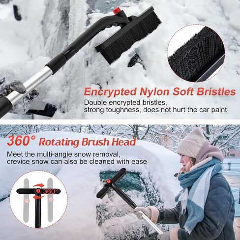 CHANGE MOORE 3-in-1 Ice Scraper and Brush for Car 2Pcs, 24-36.7'' Snow Scraper with Brush Extendable, Snow Brush and Ice Scraper with Foam Grip for SUV,Truck 360° Ratation Snow Brush Head for Car in Saudi Arabia