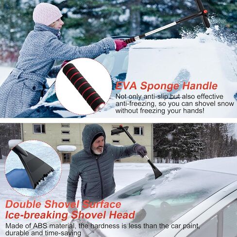 CHANGE MOORE 3-in-1 Ice Scraper and Brush for Car 2Pcs, 24-36.7'' Snow Scraper with Brush Extendable, Snow Brush and Ice Scraper with Foam Grip for SUV,Truck 360° Ratation Snow Brush Head for Car in Saudi Arabia