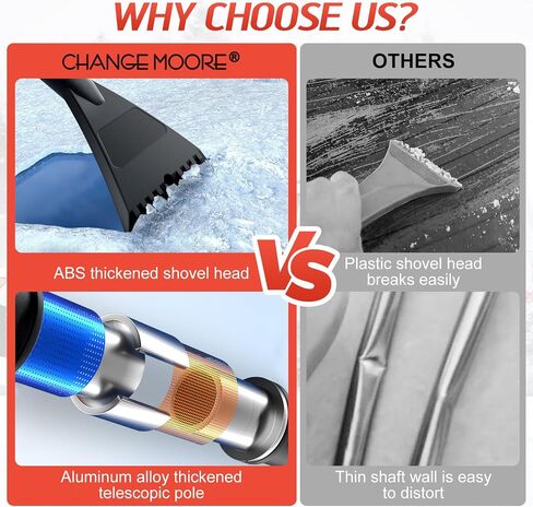 CHANGE MOORE 3-in-1 Ice Scraper and Brush for Car 2Pcs, 24-36.7'' Snow Scraper with Brush Extendable, Snow Brush and Ice Scraper with Foam Grip for SUV,Truck 360° Ratation Snow Brush Head for Car in Saudi Arabia