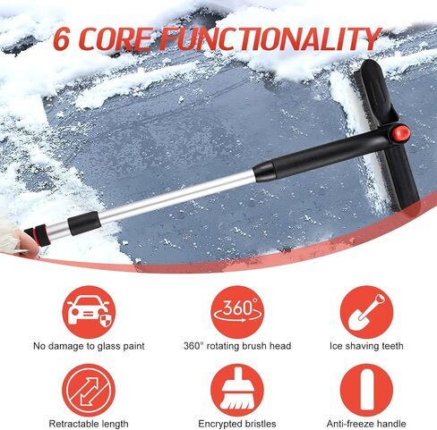 CHANGE MOORE 3-in-1 Ice Scraper and Brush for Car 2Pcs, 24-36.7'' Snow Scraper with Brush Extendable, Snow Brush and Ice Scraper with Foam Grip for SUV,Truck 360° Ratation Snow Brush Head for Car in Saudi Arabia