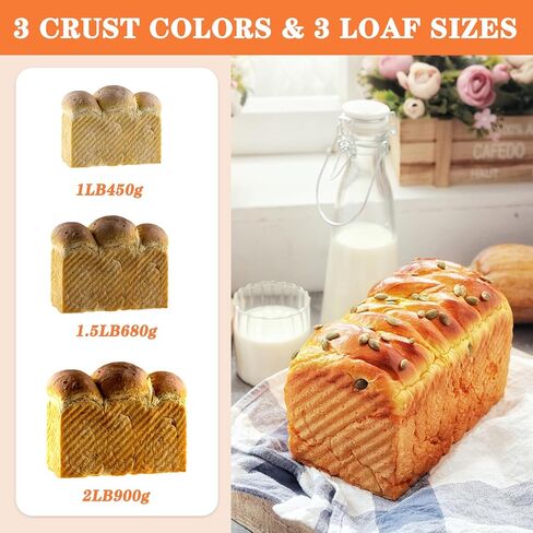 ماكينة الخبز WUEURU، ماكينة صنع الخبز الأوتوماتيكية قابلة للبرمجة مع 12 إعدادًا لآلة صنع الخبز المنزلي والخبز والمطبخ وصانع الخبز الكهربائي وآلة عجين الرغيف 1-2 رطل لكعكة الخبز in Kuwait