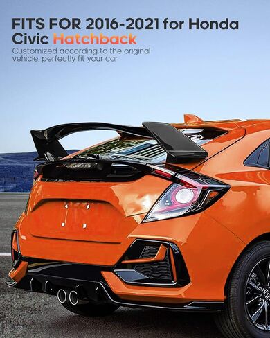 FINDAUTO ABS Car Spoiler Wing Body Kits Type-R Style Fits for 2016-2021 for Honda Civic Hatchback Trunk Lip Spoiler in Saudi Arabia