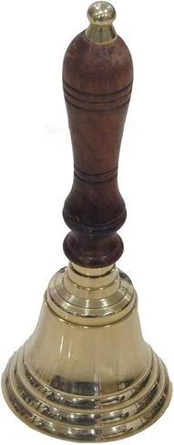 School Teachers Brass Plated Bells with Wooden Handle Very Loud Hand Bell, Hand Bells for Weddings, School Classroom Service & Nautical Home Decoration in Saudi Arabia