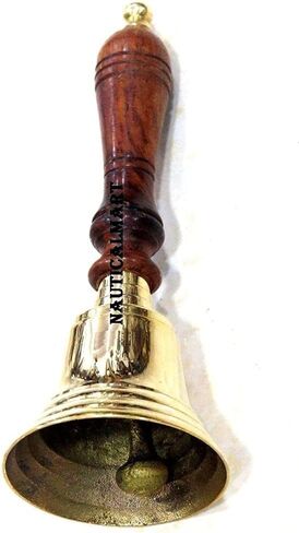 School Teachers Brass Plated Bells with Wooden Handle Very Loud Hand Bell, Hand Bells for Weddings, School Classroom Service & Nautical Home Decoration in Saudi Arabia