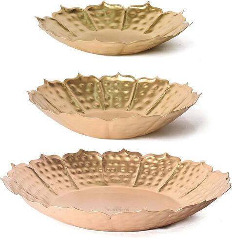 Satvik 13 Inch Metal Lotus Shape Urli With 12 Pc Multicolor Reflecting Diya Festive Diwali Decorations Housewarming Items Handcrafted Bowl for Floating Flowers Tea Light for Home, Spa, Office & Table in Saudi Arabia
