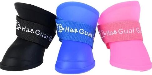Silicone Pet Rain Boots Anti Dirty Anti Slip Waterproof pet Boots Small Dog Teddy rain Shoes (Black, Small) in Saudi Arabia