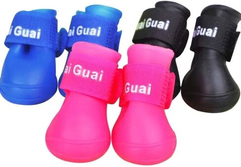 Silicone Pet Rain Boots Anti Dirty Anti Slip Waterproof pet Boots Small Dog Teddy rain Shoes (Black, Small) in Saudi Arabia
