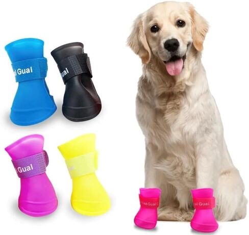 Silicone Pet Rain Boots Anti Dirty Anti Slip Waterproof pet Boots Small Dog Teddy rain Shoes (Black, Small) in Saudi Arabia