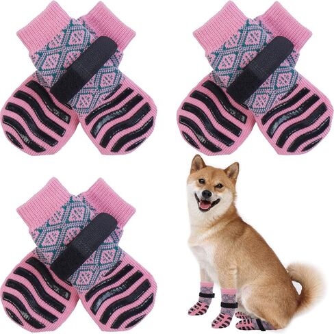IDOMIK Anti Slip Dog Socks for Hardwood Floors,Double Sides Dog Grip Socks for Hot Pavement,Small Medium Large Dog Socks Shoes to Prevent Licking,Traction Control Pet Paw Protector for Senior Dogs,S in Saudi Arabia
