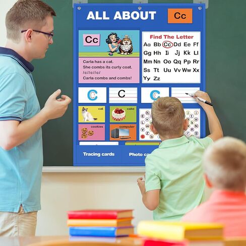 Joyreal Alphabet Learning Pocket Chart, Alphabet Wall Chart for Toddlers 1-3, Handwriting Practice Letter Tracing Circle Time Learning Center for Classroom, Preschool Classroom Must Haves XL35x 27" in Kuwait