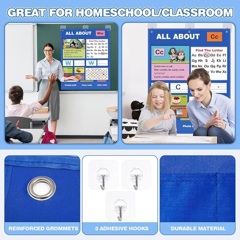 Joyreal Alphabet Learning Pocket Chart, Alphabet Wall Chart for Toddlers 1-3, Handwriting Practice Letter Tracing Circle Time Learning Center for Classroom, Preschool Classroom Must Haves XL35x 27" in Kuwait