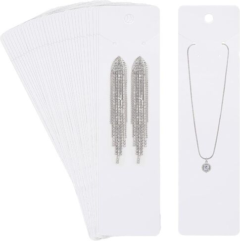 Glenmal 500 Pieces White Necklace Display Cards Earring Display Cards Jewelry Display Cards Hanging Tags Earring Card Holders for Handmade Earrings Bracelet Jewelries Packing, 8.27 x 2.17 Inches in Saudi Arabia
