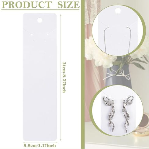 Glenmal 500 Pieces White Necklace Display Cards Earring Display Cards Jewelry Display Cards Hanging Tags Earring Card Holders for Handmade Earrings Bracelet Jewelries Packing, 8.27 x 2.17 Inches in Saudi Arabia