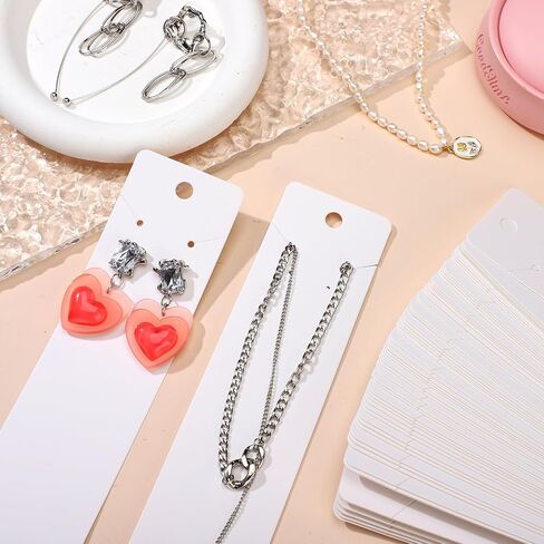 Glenmal 500 Pieces White Necklace Display Cards Earring Display Cards Jewelry Display Cards Hanging Tags Earring Card Holders for Handmade Earrings Bracelet Jewelries Packing, 8.27 x 2.17 Inches in Saudi Arabia