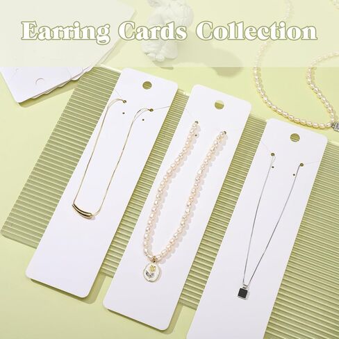 Glenmal 500 Pieces White Necklace Display Cards Earring Display Cards Jewelry Display Cards Hanging Tags Earring Card Holders for Handmade Earrings Bracelet Jewelries Packing, 8.27 x 2.17 Inches in Saudi Arabia