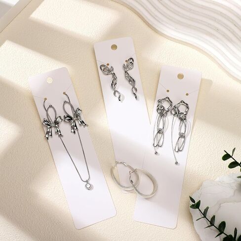 Glenmal 500 Pieces White Necklace Display Cards Earring Display Cards Jewelry Display Cards Hanging Tags Earring Card Holders for Handmade Earrings Bracelet Jewelries Packing, 8.27 x 2.17 Inches in Saudi Arabia