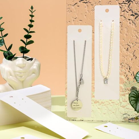 Glenmal 500 Pieces White Necklace Display Cards Earring Display Cards Jewelry Display Cards Hanging Tags Earring Card Holders for Handmade Earrings Bracelet Jewelries Packing, 8.27 x 2.17 Inches in Saudi Arabia