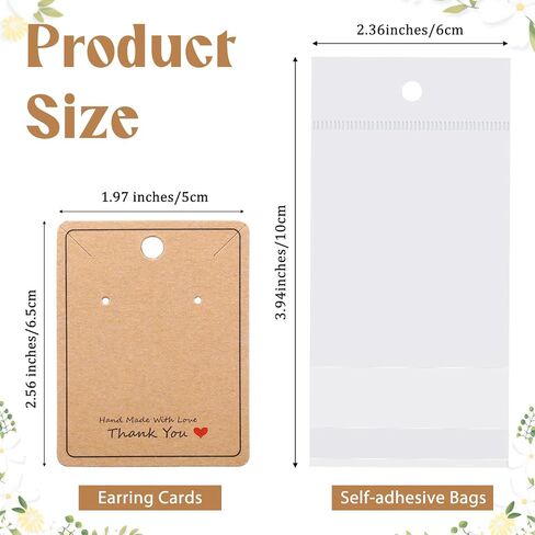 1200 Pcs Earring Card Set, Including 300 Pcs Earring Display Cards, 600 Pcs Earring Backs, 300 Pcs Self Sealing Jewelry Packaging Bags for Earrings Necklace Jewelry, 2.56 x 1.97 Inches in Saudi Arabia