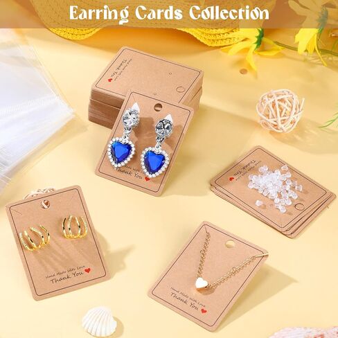 1200 Pcs Earring Card Set, Including 300 Pcs Earring Display Cards, 600 Pcs Earring Backs, 300 Pcs Self Sealing Jewelry Packaging Bags for Earrings Necklace Jewelry, 2.56 x 1.97 Inches in Saudi Arabia