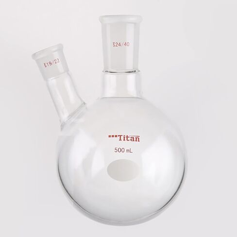 ADAMAS-BETA 250ml Lab Flasks Double Neck Round Bottom Beakers Science Glassware Chemistry Flask,24/40 Center Joint,14/20 Side Joint in Kuwait