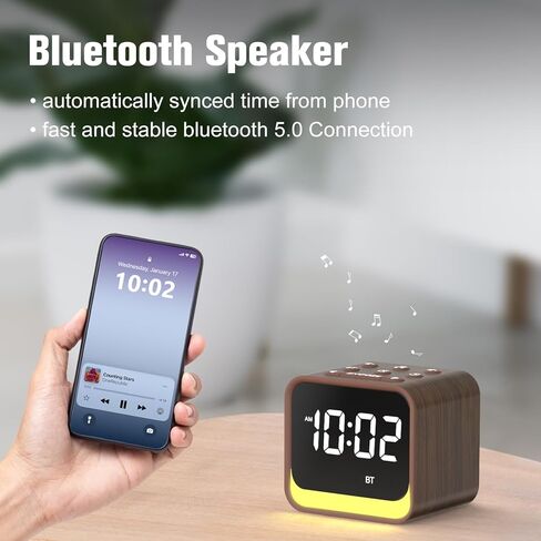 جهاز صوت ضوضاء بيضاء من ريتشر مع ساعة منبه رقمية لغرف النوم، مكبر صوت بلوتوث، شاشة LED قابلة للتعتيم، 24 صوتًا مهدئًا لأصوات طبيعة المطر والمحيط، آلة ضوضاء بنية للنوم in Kuwait