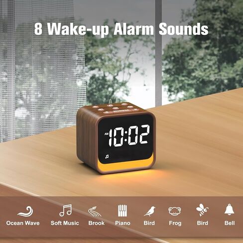 جهاز صوت ضوضاء بيضاء من ريتشر مع ساعة منبه رقمية لغرف النوم، مكبر صوت بلوتوث، شاشة LED قابلة للتعتيم، 24 صوتًا مهدئًا لأصوات طبيعة المطر والمحيط، آلة ضوضاء بنية للنوم in Kuwait