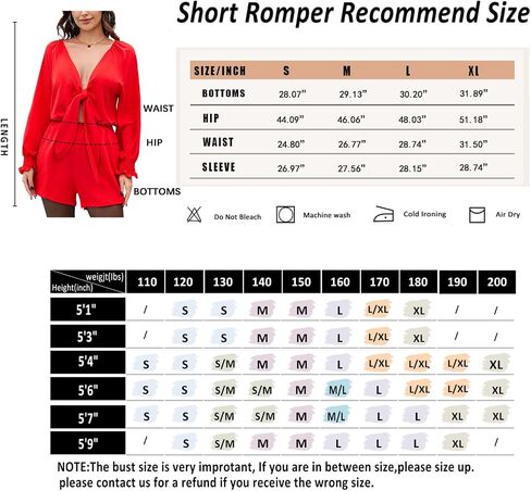 G&Y Long Sleeve Rompers for Women Dressy - Tie Knot Front Sexy V Neck Beach Short Jumpsuits in Saudi Arabia