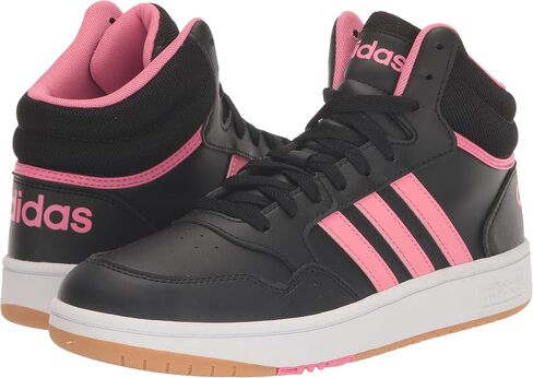 adidas Originals Hoops 3.0 Mid Sneaker, Black/Pink Fusion/White, 6.5 US Unisex Big Kid in Saudi Arabia
