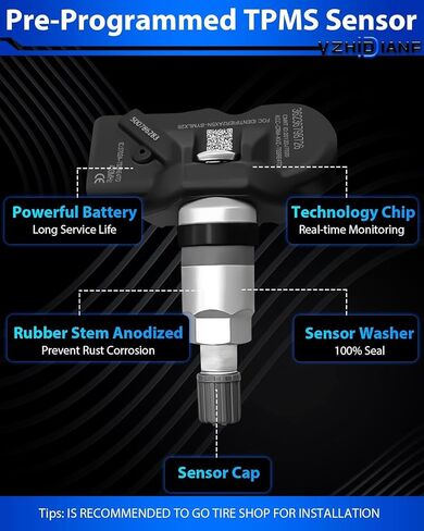 YZHIDIANF 36236798726 Pre-Programed Tire Pressure Sensor Fit for:-BMW for:-Mini 530i 530xi 740i 328i 128i 335i M3 M5 M6 X3 X5 X6 Z4 Cooper 2002-2014, 433MHZ TPMS Sensor (4) in Saudi Arabia