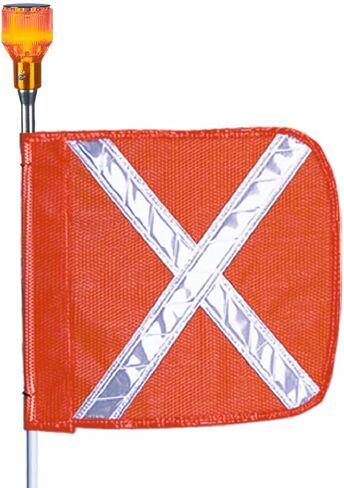 منتجات السلامة الصناعية من Checkers، علم أمان Flagstaff FS5 مع X وضوء عاكس، قاعدة فصل سريعة للذكور، الطول الإجمالي 5 بوصات، العرض الإجمالي 11 بوصة، برتقالي (عبوة من قطعة واحدة) in Kuwait