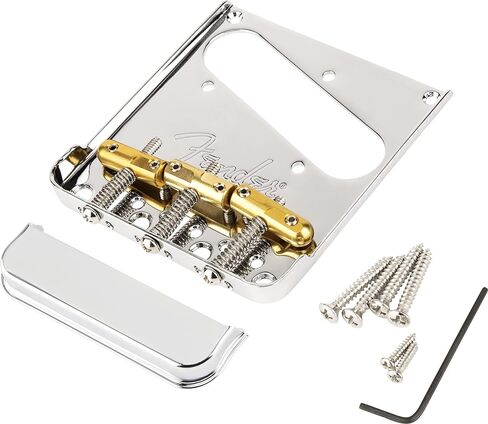 Fender 3 Top-Load/String-Through Tele Compensated Brass “Bullet" Saddles Electric Guitar Bridge (0990808000) in Saudi Arabia