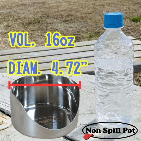 Non Spill Pot Pet Bowl Spill Prevention Lightweight Stainless Steel No Skid Made in Japan Craftsmanship in Saudi Arabia
