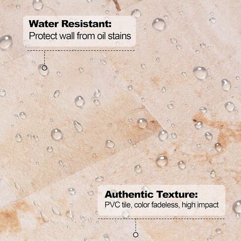 بلاط Yipscazo Backsplash للتقشير واللصق، عصا على البلاط لبلاط المطبخ، زينة الحمام، ديكور الموقد، طاولة الغسيل (12 بوصة × 12 بوصة، 10 ورقات، حجر بألوان متوهجة) in Kuwait